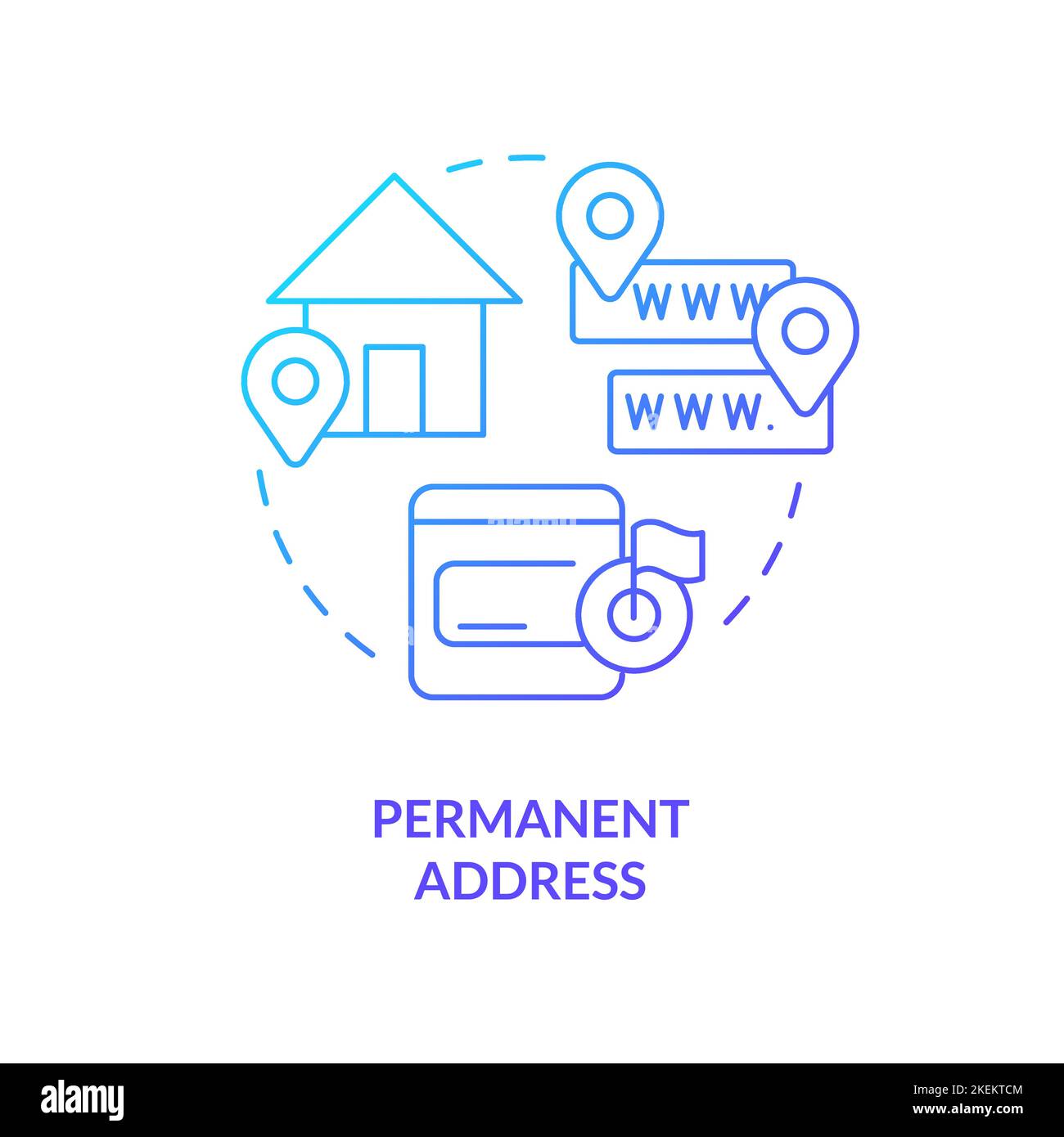 Permanent address blue gradient concept icon Stock Vector Image & Art