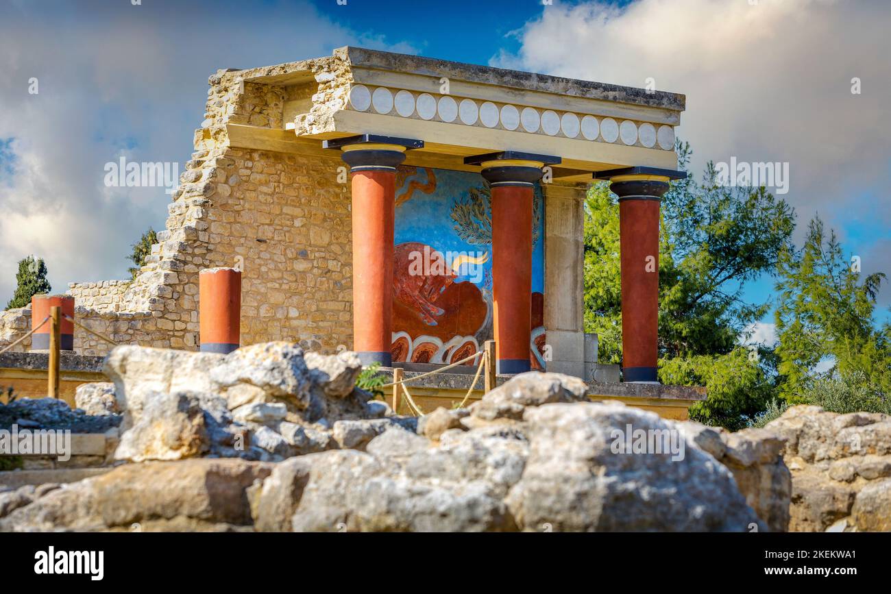 Knossos palace. Crete, Greece. Knossos palace largest Bronze Age