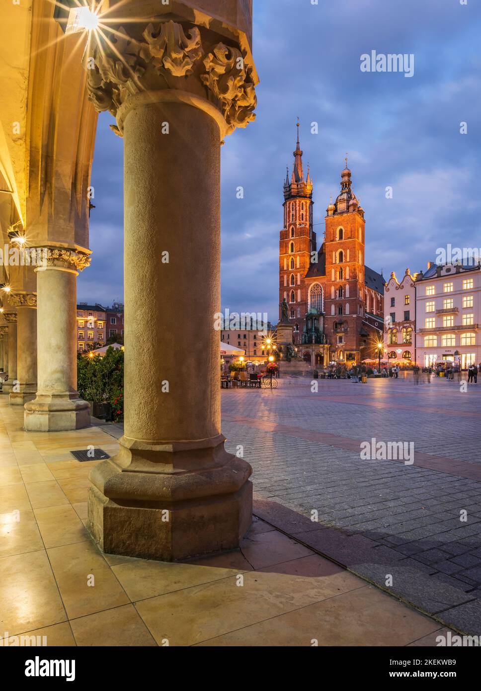 St Mary's Basilica in Krakow Main Square, Poland. Stock Photo