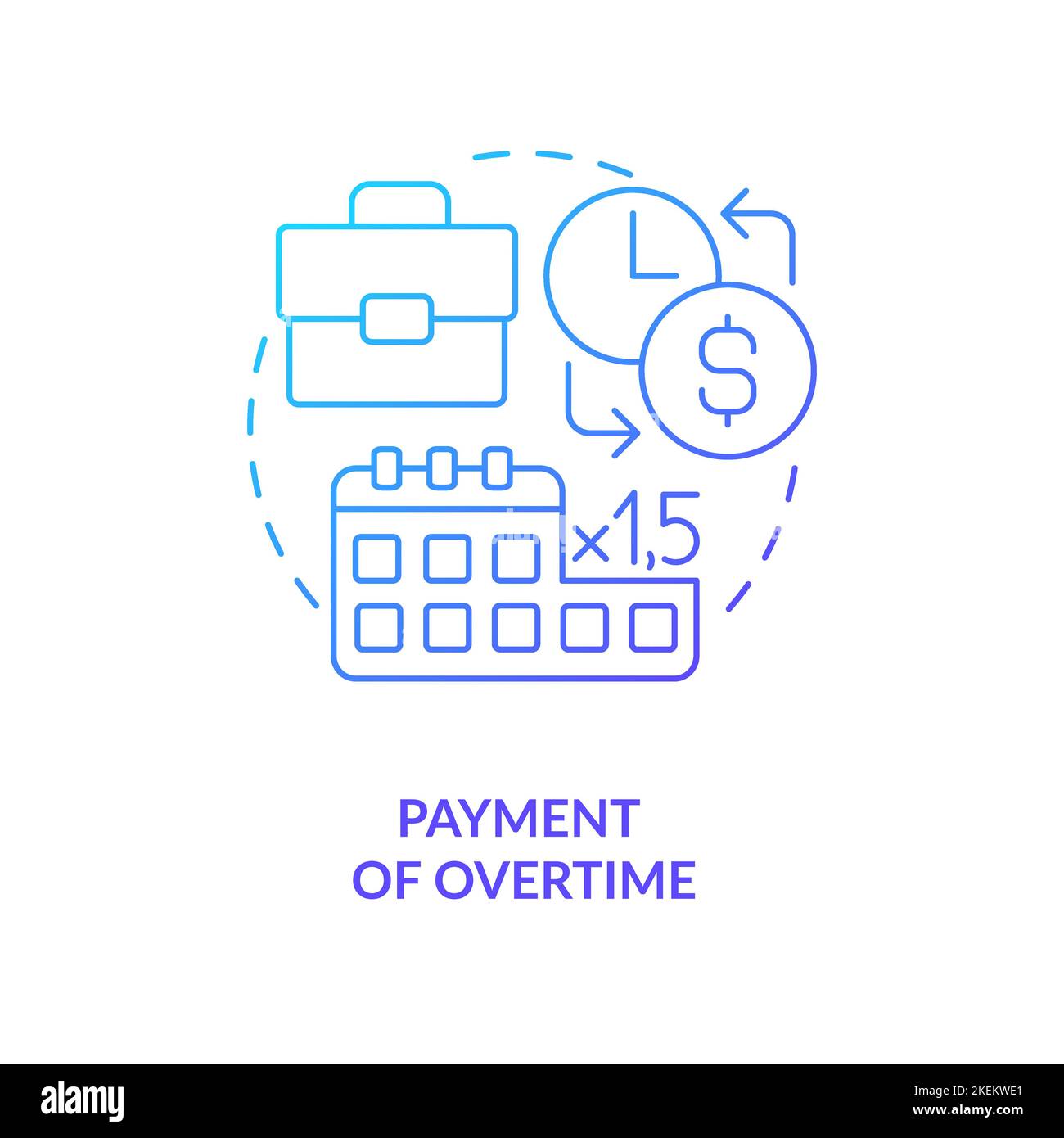 Payment of overtime blue gradient concept icon Stock Vector