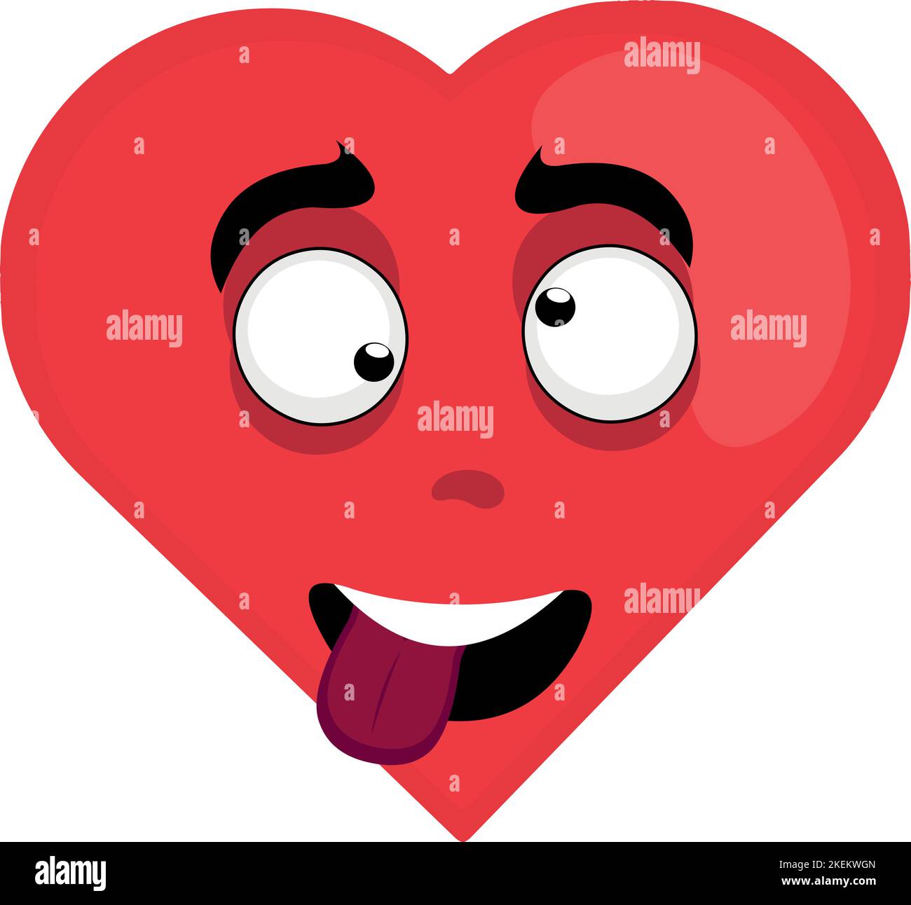 vector character illustration of a cartoon heart with a crazy expression and tongue out Stock Vector
