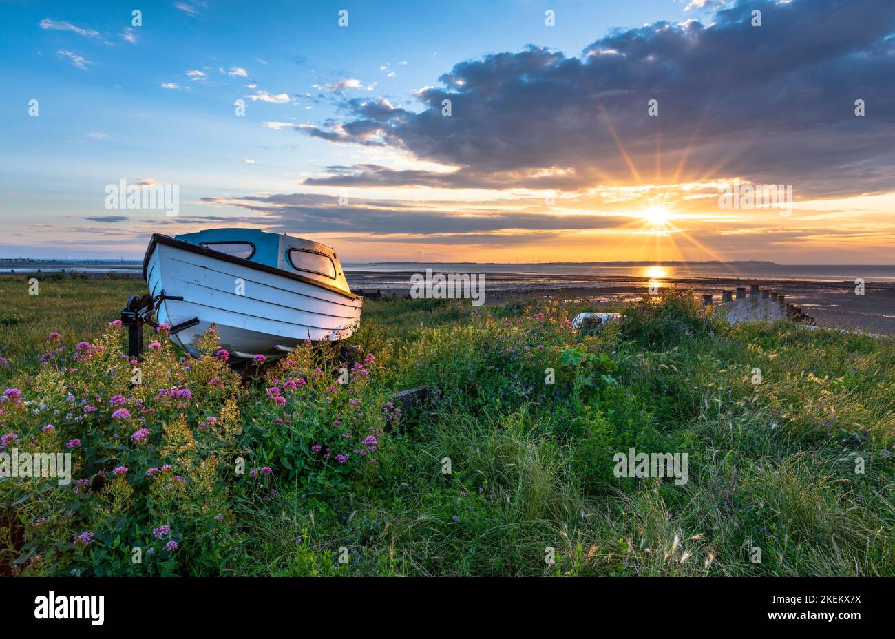 Sunset on the North Kent Coast at Whitstable Stock Photo