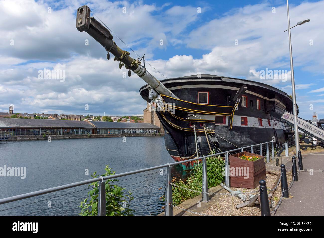 The frigate HMS Unicorn.  Built for the Royal Navy and launched in 1824.  West Victoria Dock, Dundee, Scotland, UK Stock Photo