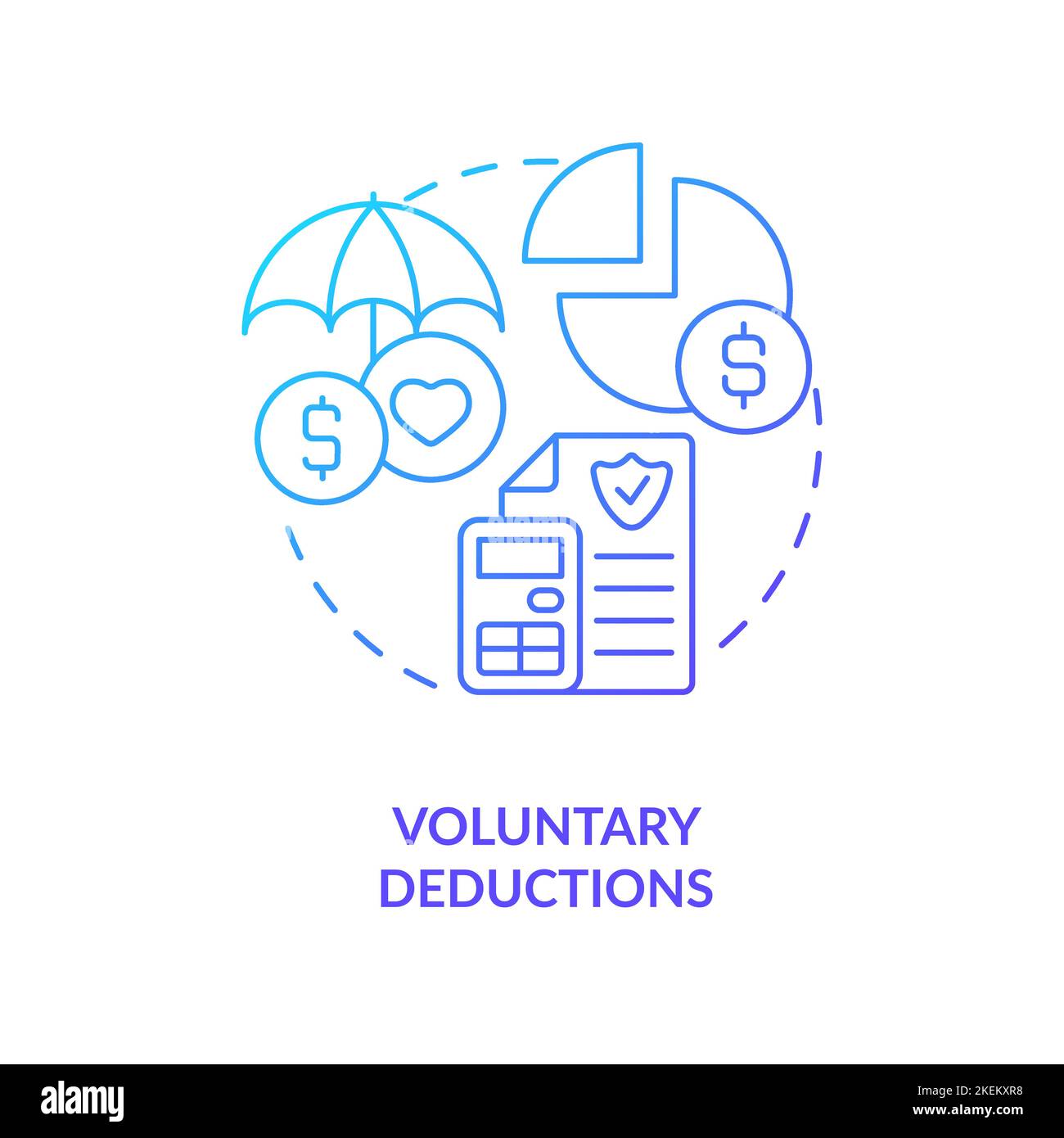 Voluntary deductions blue gradient concept icon Stock Vector