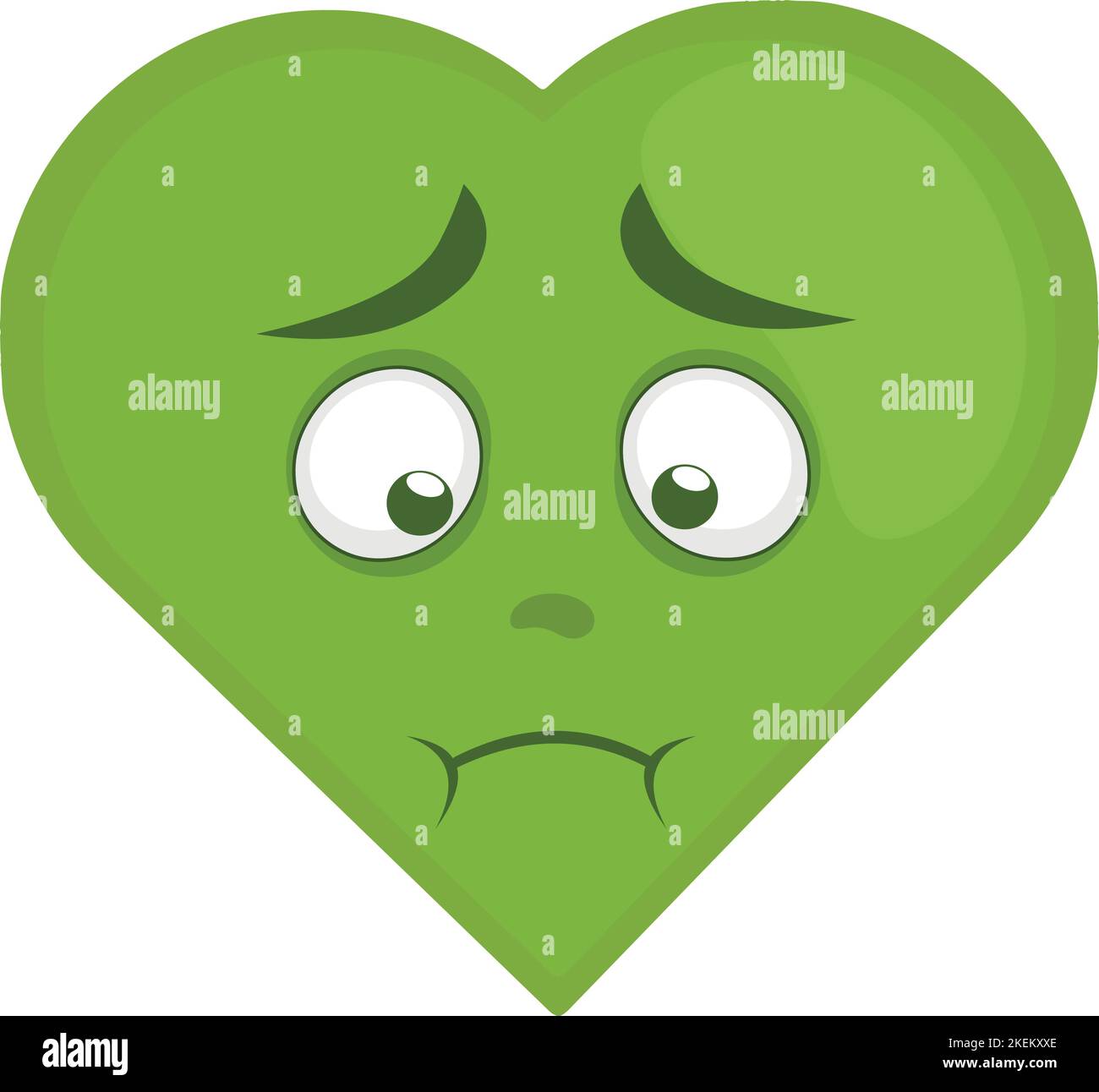 Vector illustration of cartoon character of a green heart of nausea Stock Vector