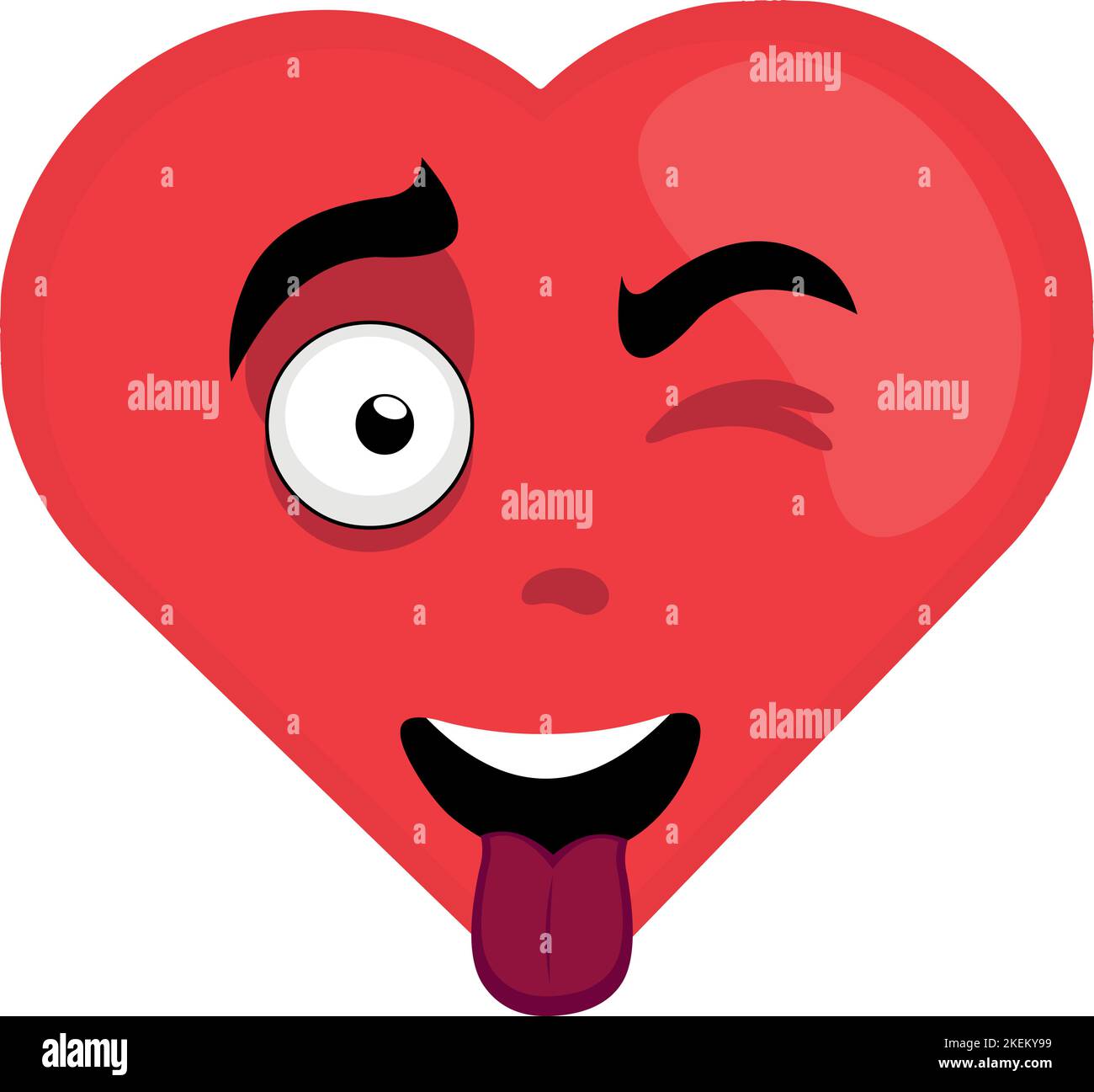 Vector character illustration of a cartoon heart, winking and tongue out Stock Vector