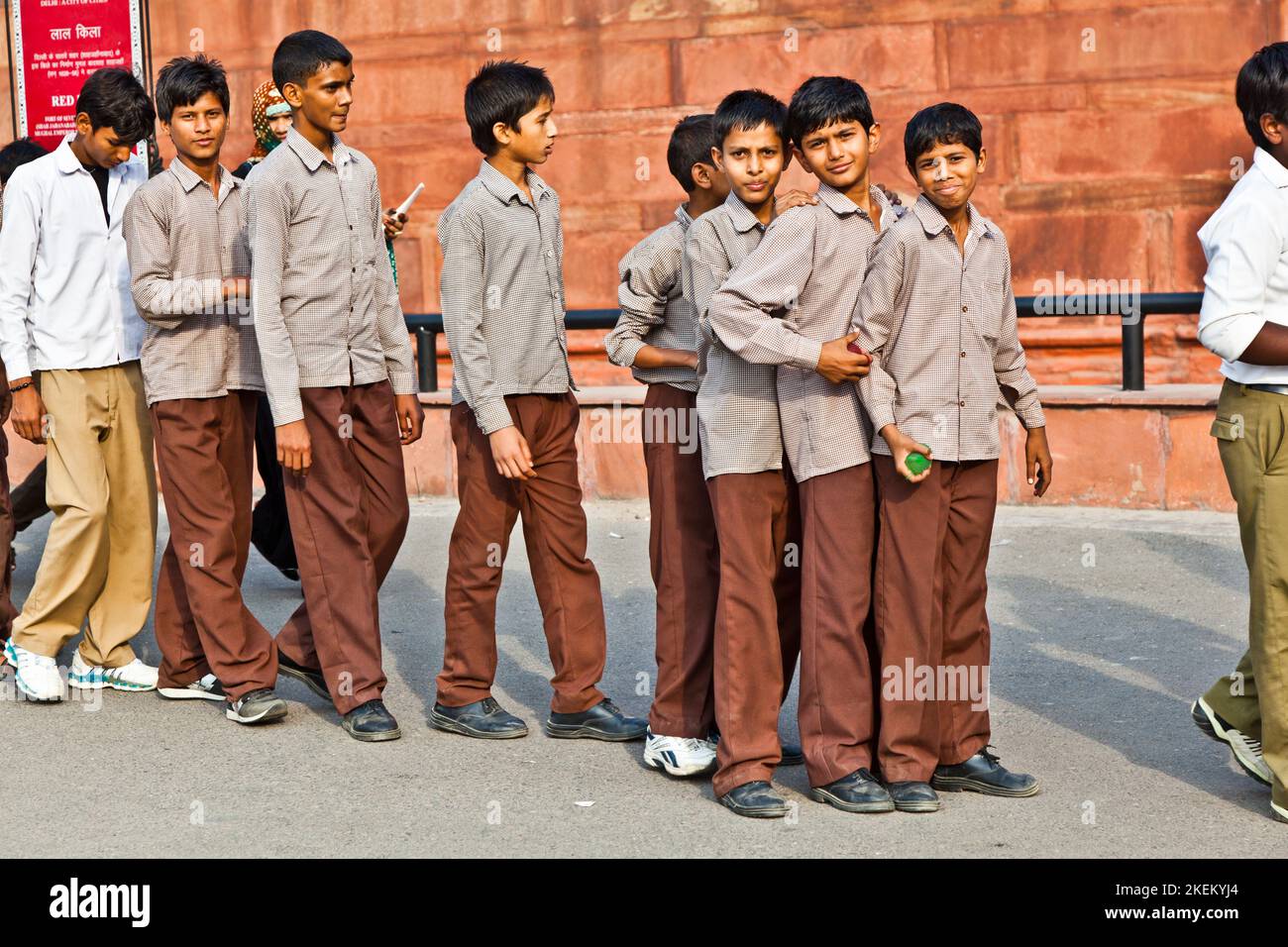 Delhi, India November 9, 2011 scholars in uniform visit the Red Fort
