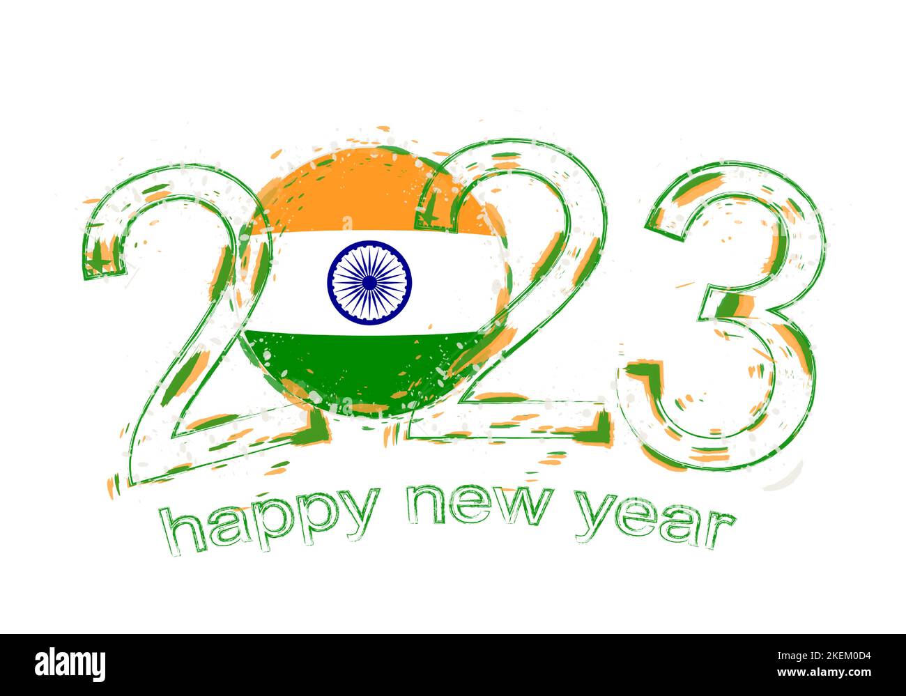 2023 year in grunge style with flag of india holiday grunge vector illustration 2KEM0D4