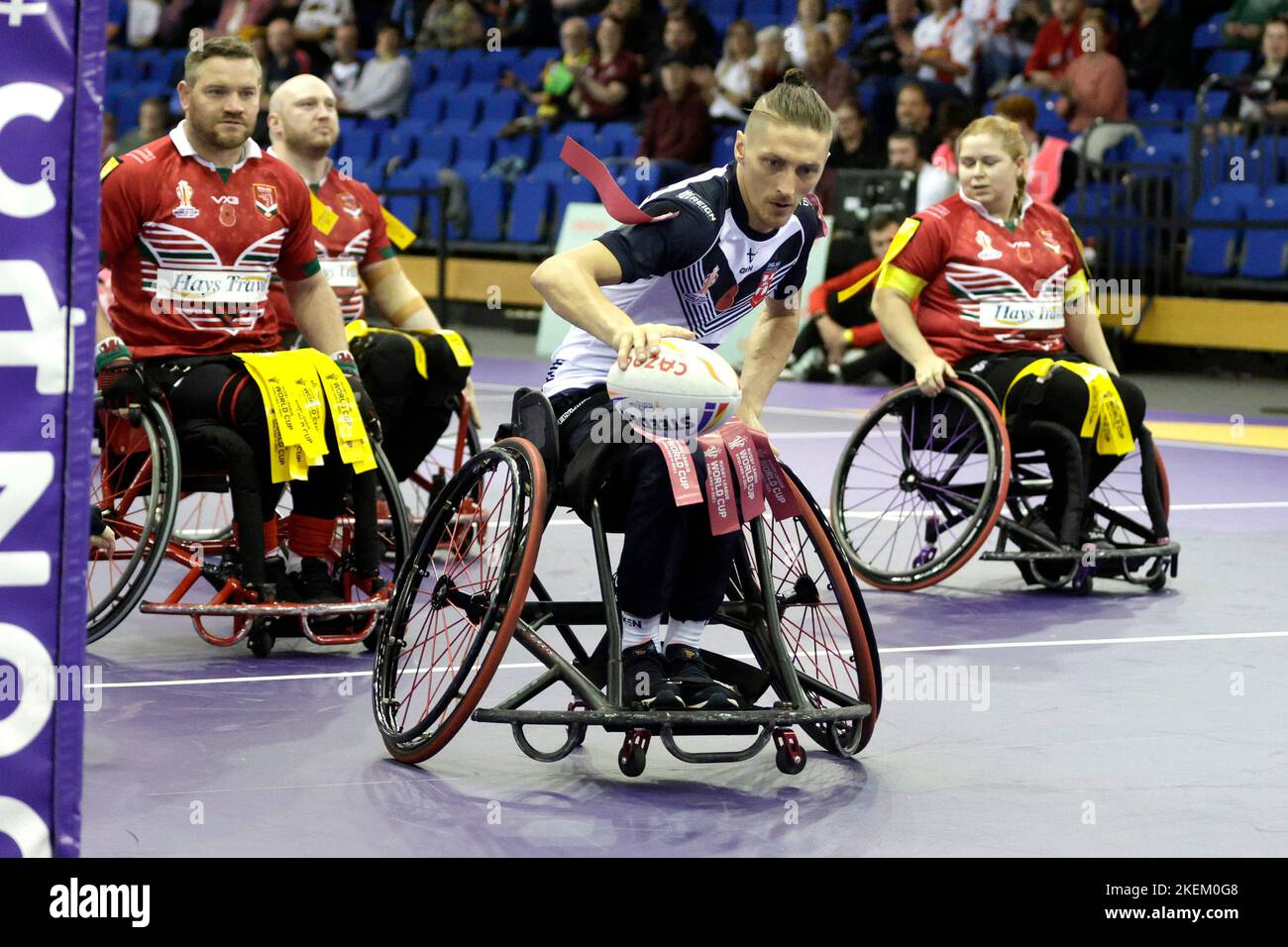 England's Jack Brown scores a try during the Wheelchair Rugby League