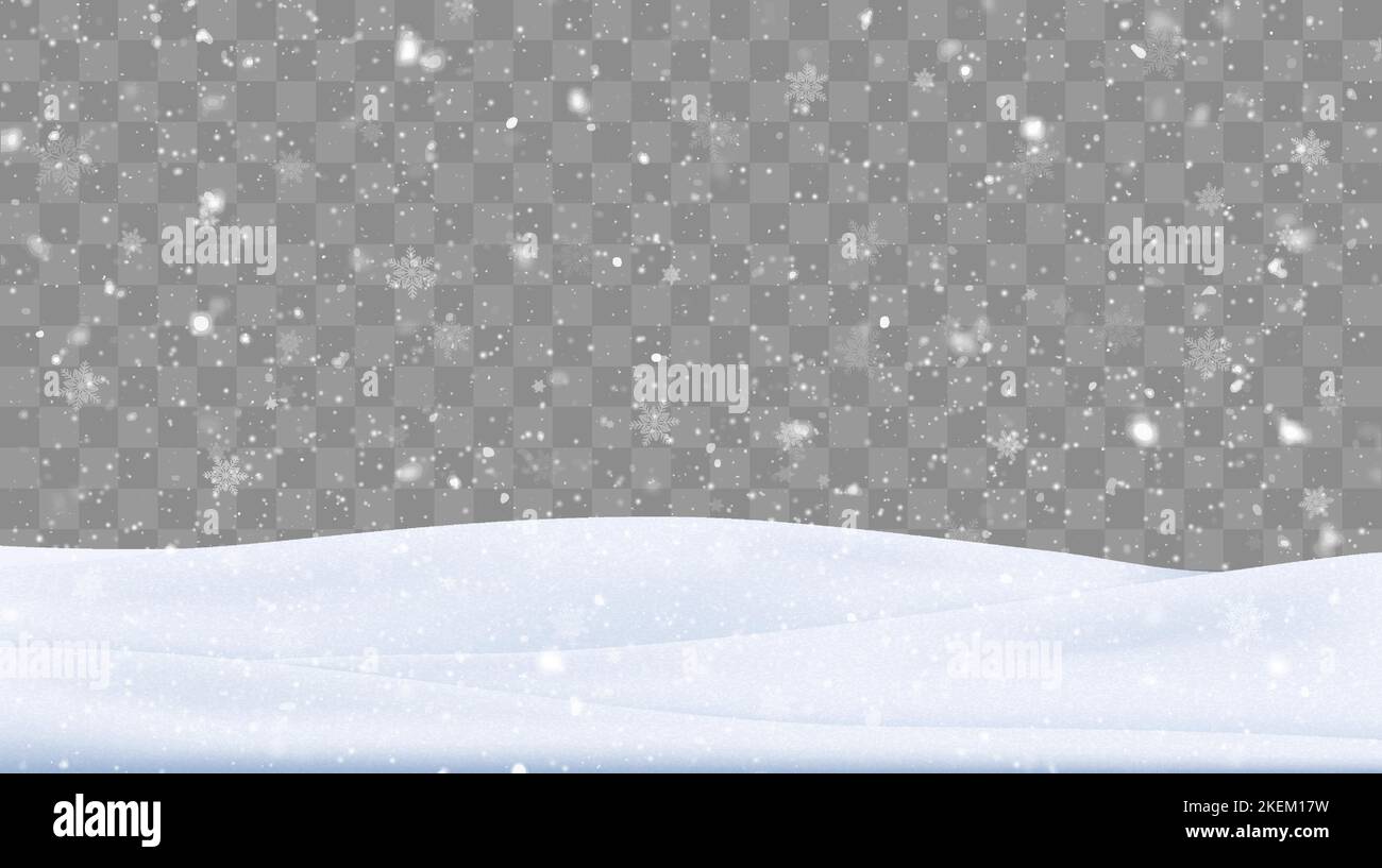 Snow background with many snowflakes. Winter backdrop. Vector illustration Stock Vector