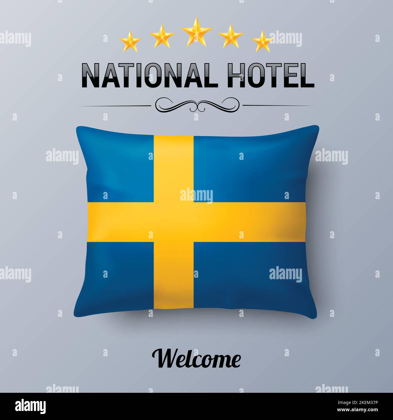 Realistic Pillow and Flag of Sweden as Symbol National Hotel. Flag