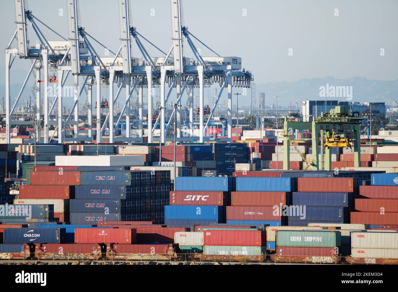 California, U.S.A - November 5, 2022 - The view of the cranes and ...