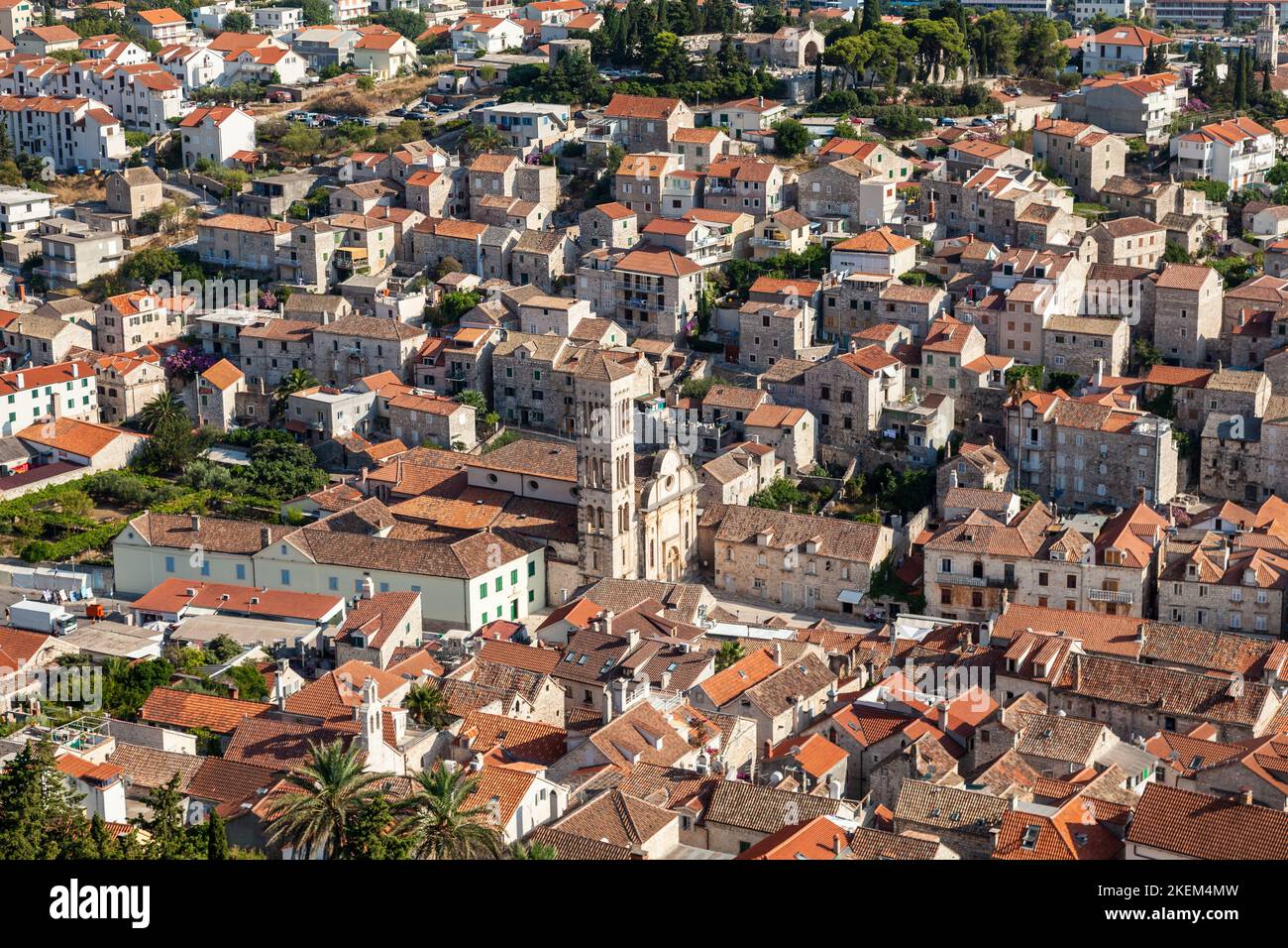Aerial view of Hvar Town, Hvar Island, Croatia Stock Photo - Alamy