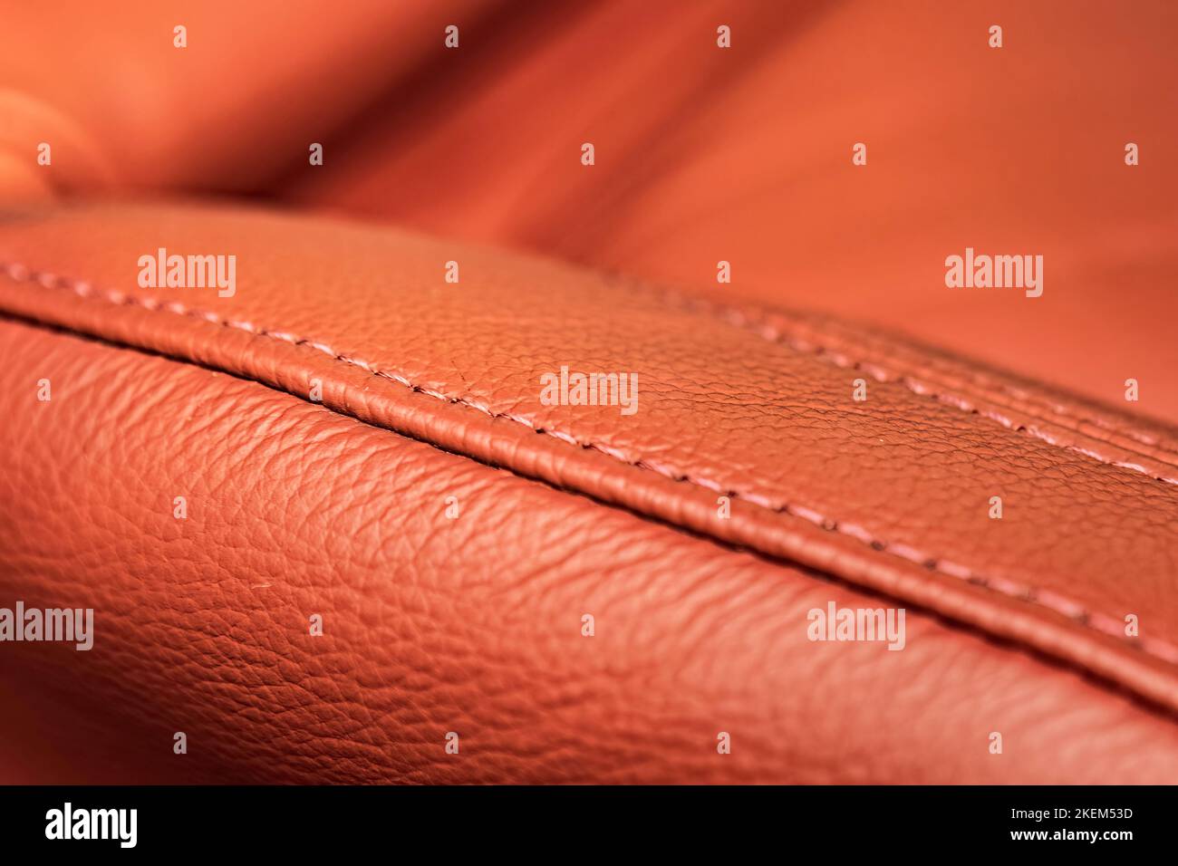 Red leather seat stitching of a modern car detail Stock Photo Alamy