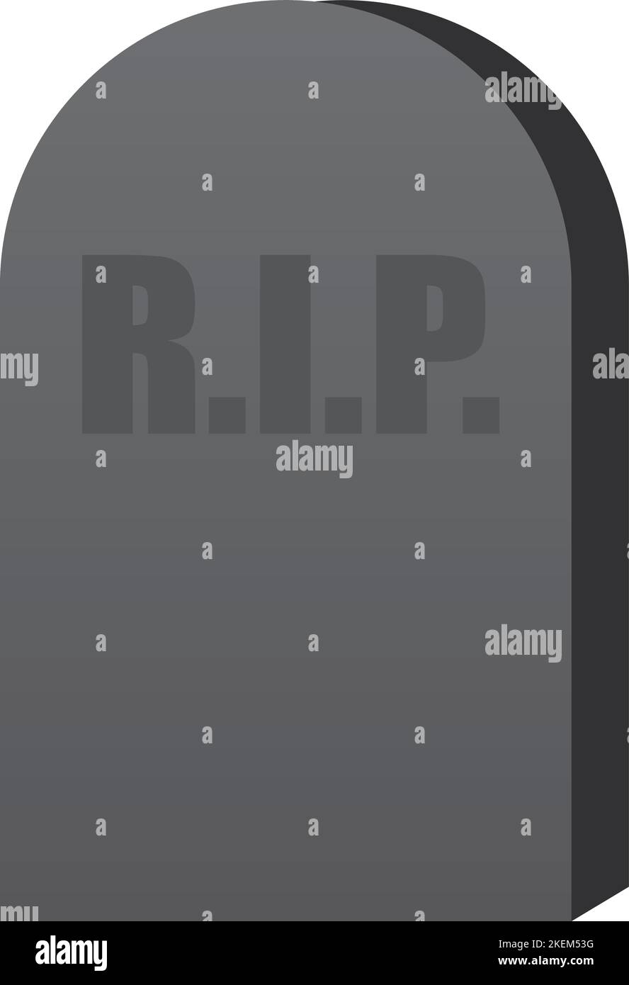 A tombstone with RIP text isolated on a white background Stock Vector