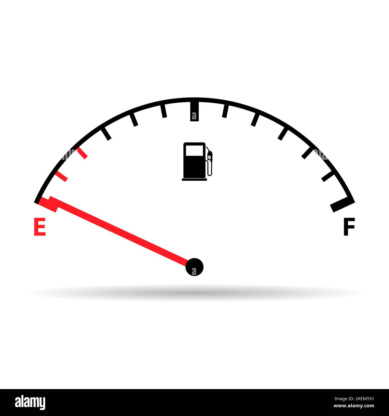 Fuel car indicator icon shadow, gauge petrol automobile meter symbol