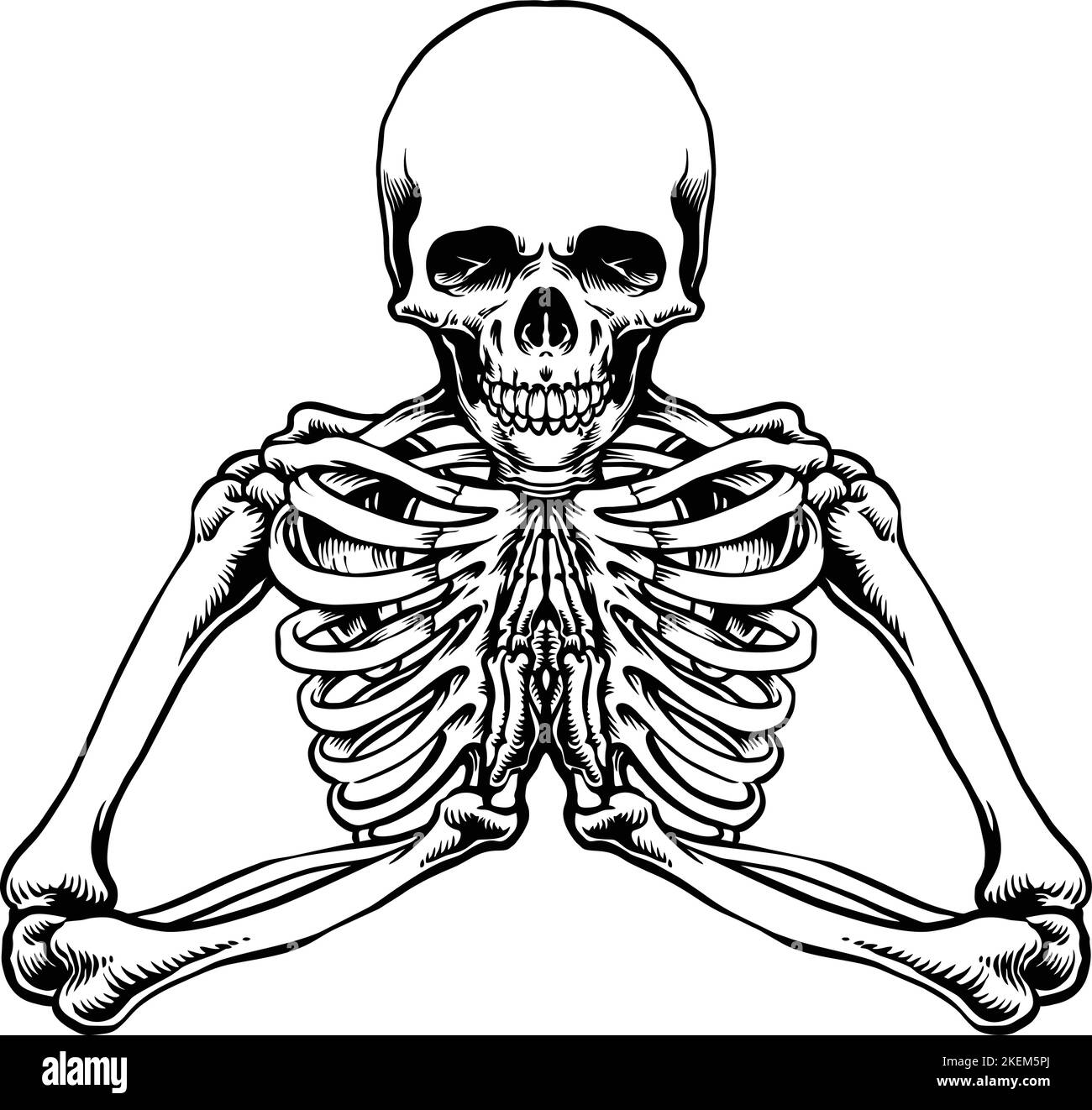 Praying Skeleton Outline Clipart vector illustrations for your work