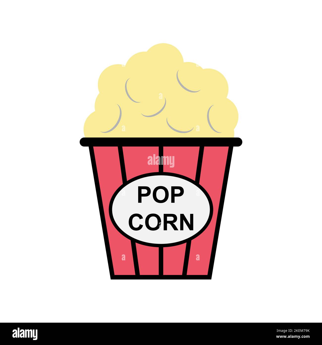 Popcorn food design icon, web corn box snack flat vector illustration element . Stock Vector