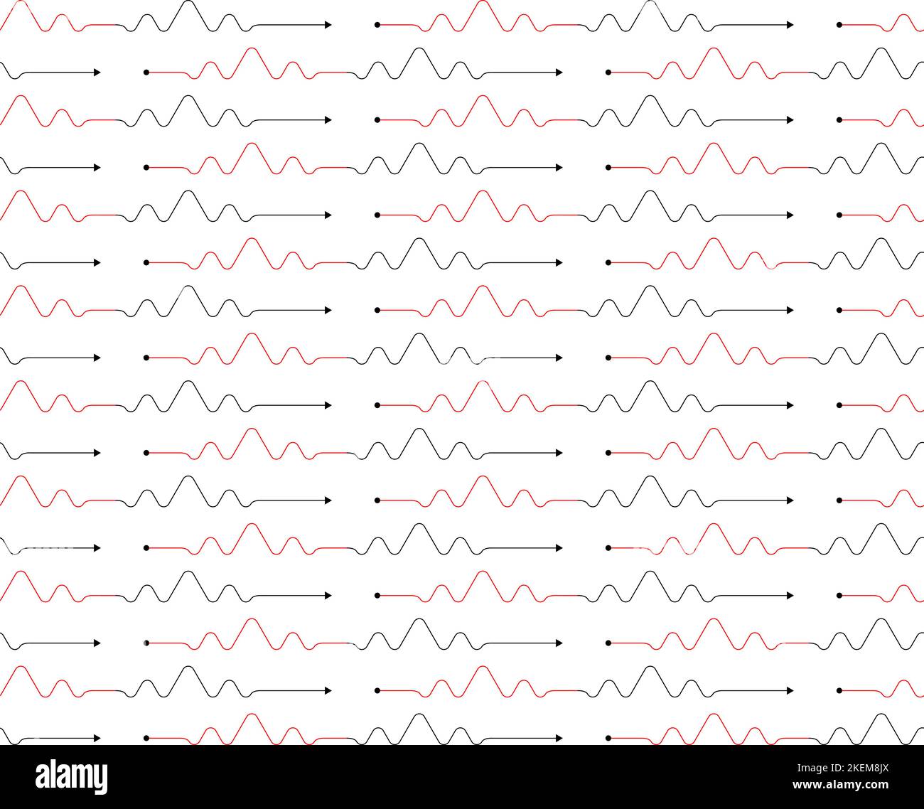Seamless pattern of waves vector lines with pulse effect, conscept ...