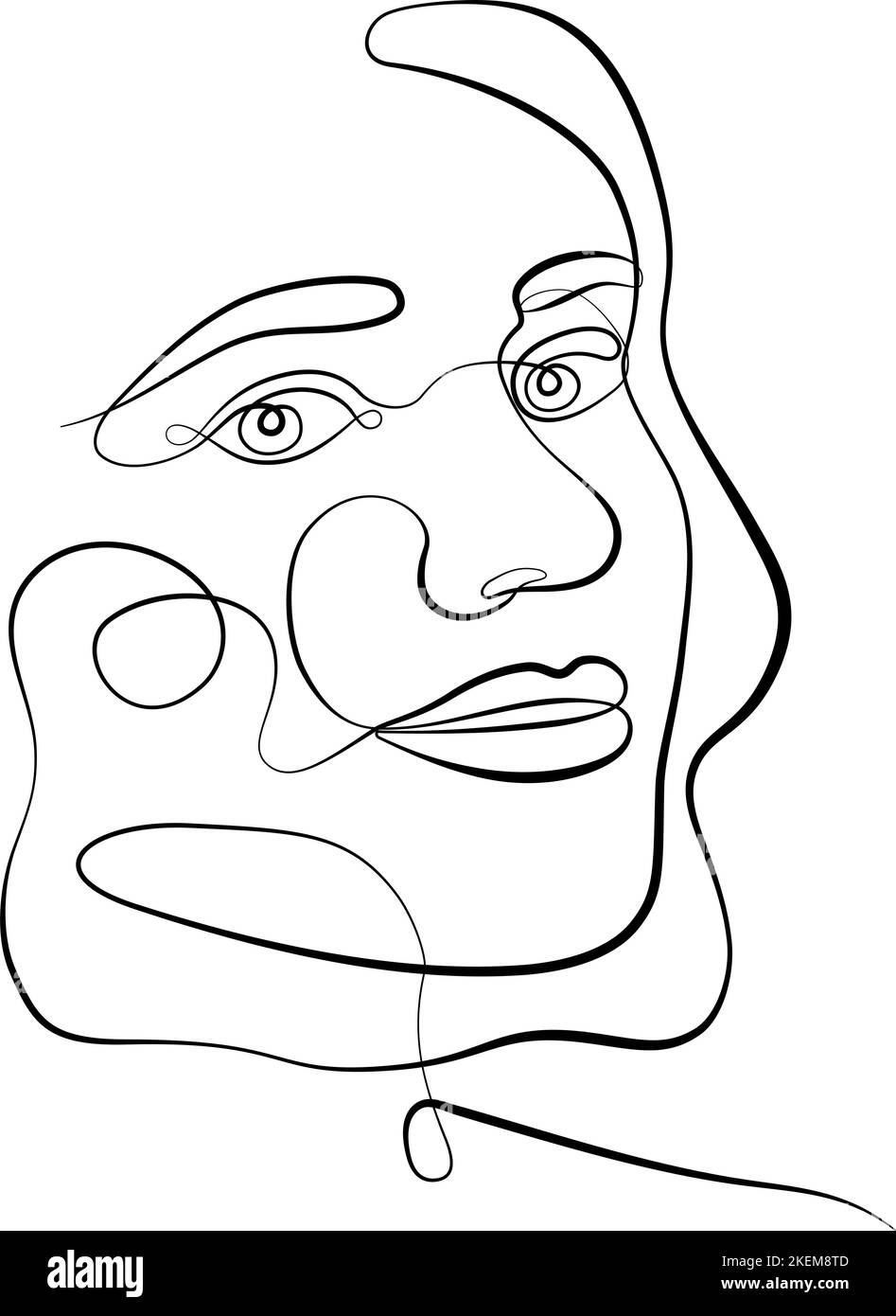 Female abstract face. Portrait. Drawing of a female face in a ...