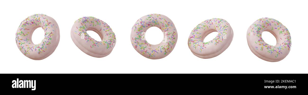 Donuts Set Isolated on White. Different angle of donuts: with white ...