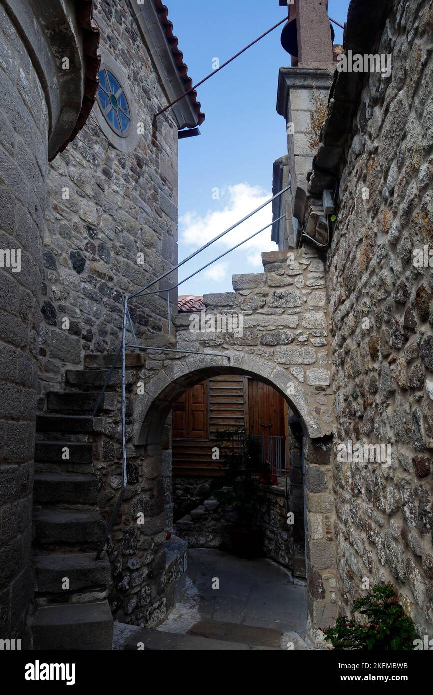 Petra town, Lesbos, Greece scenes. 2022. October. Autumn. cym Stock Photo