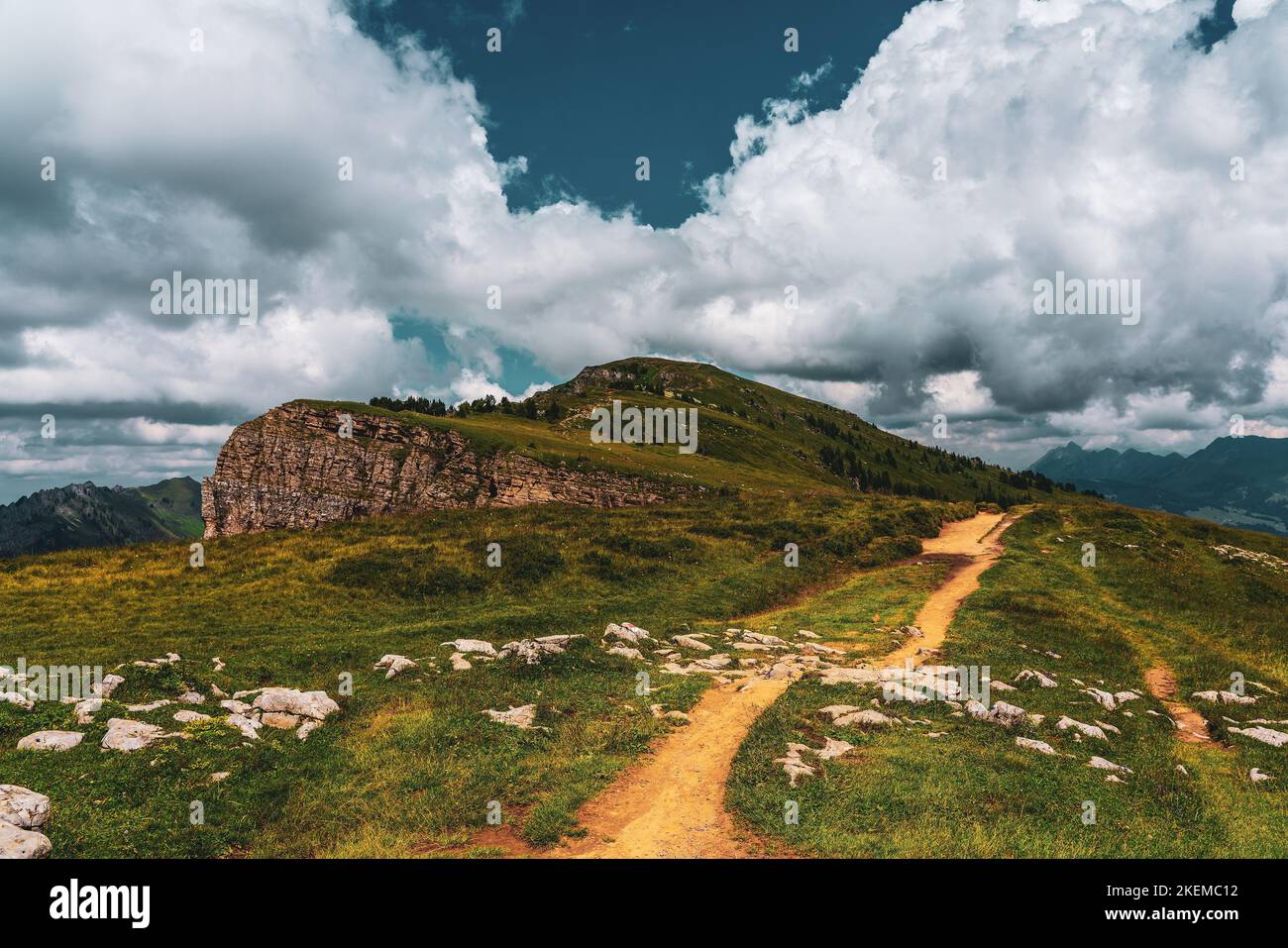Hiking trail in the Swiss mountains Stock Photo - Alamy