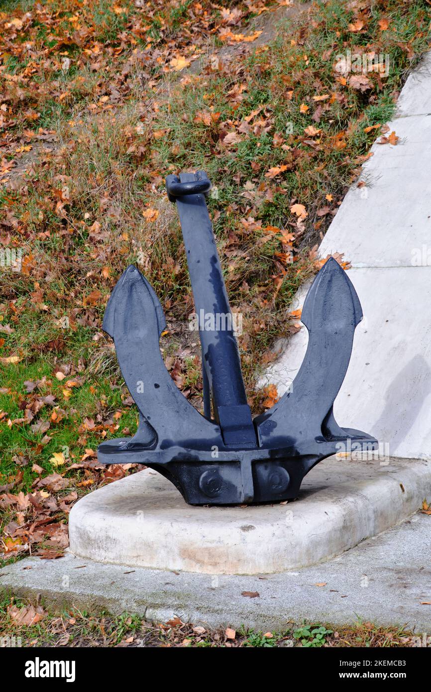 Museum exhibit, old ship anchor Stock Photo