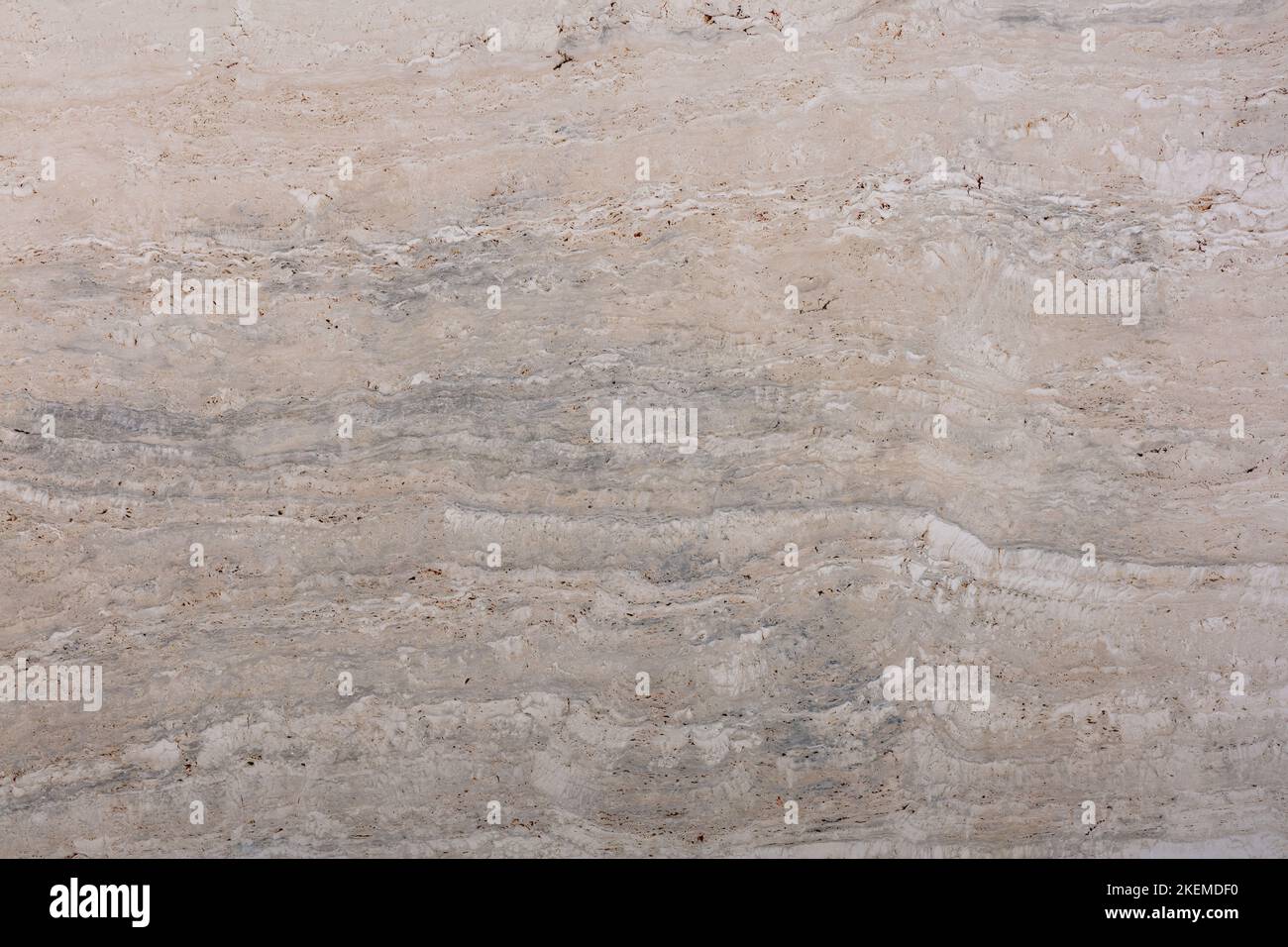 Travertino Grigio Etrusco - natural travertine stone, photo of slab. Matt light beige pattern ...