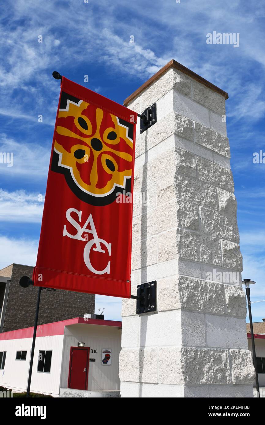 SANTA ANA, CALIFORNIA - 11 NOV 2022: SAC Banner on the campus of Santa Ana College. Stock Photo