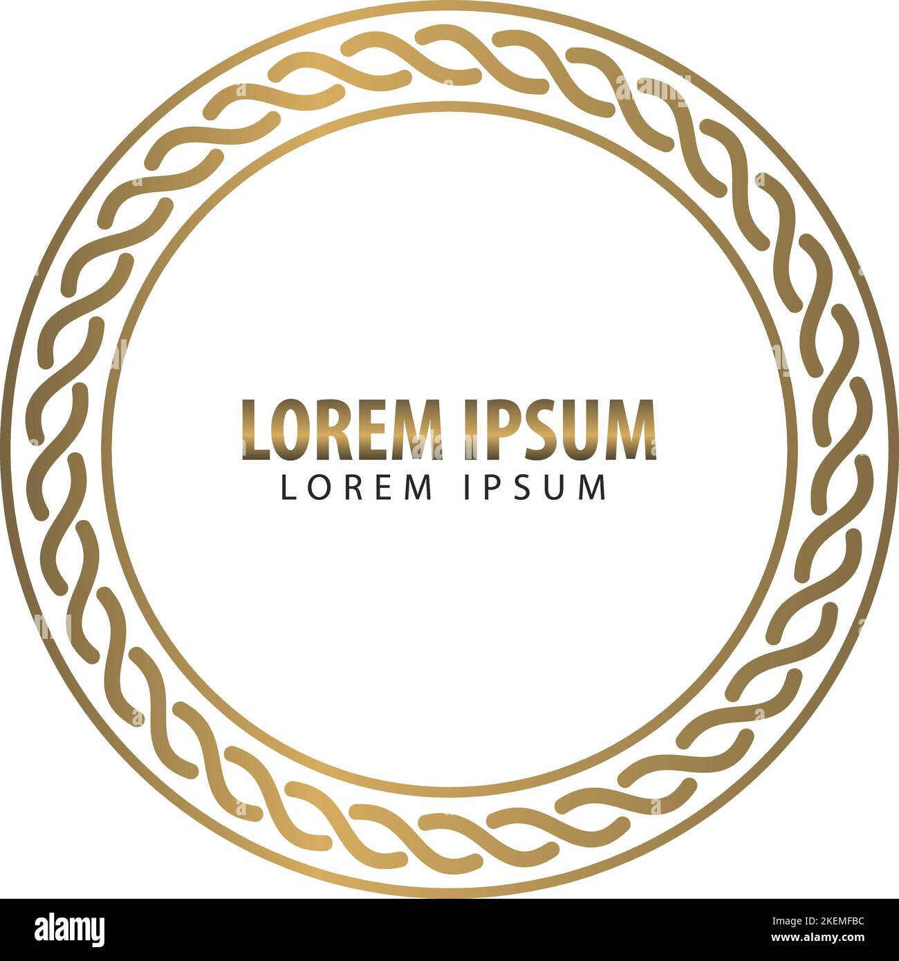 luxury gold frame circle illustration, with patterned elements and transparent background Stock Vector