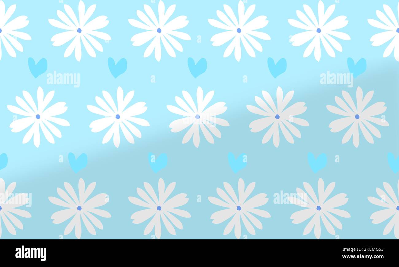 An illustration of white flowers isolated on a light blue background Stock Vector