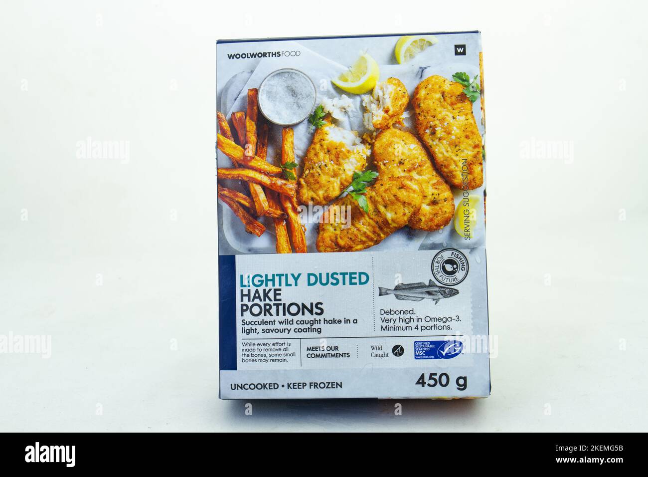 Johannesburg, South Africa a box of hake portions from Woolworths