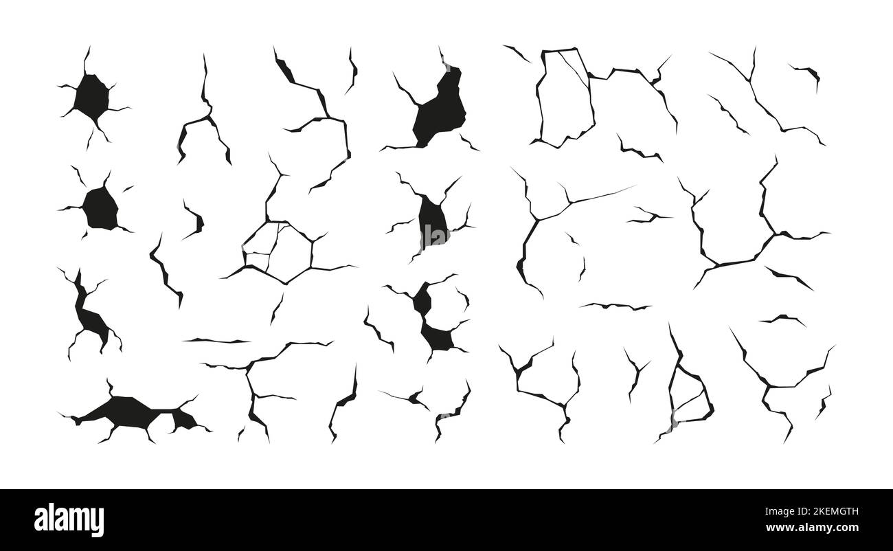 Cracks and holes. Wall surface damage ground collapse earthquake geology destruction ruined