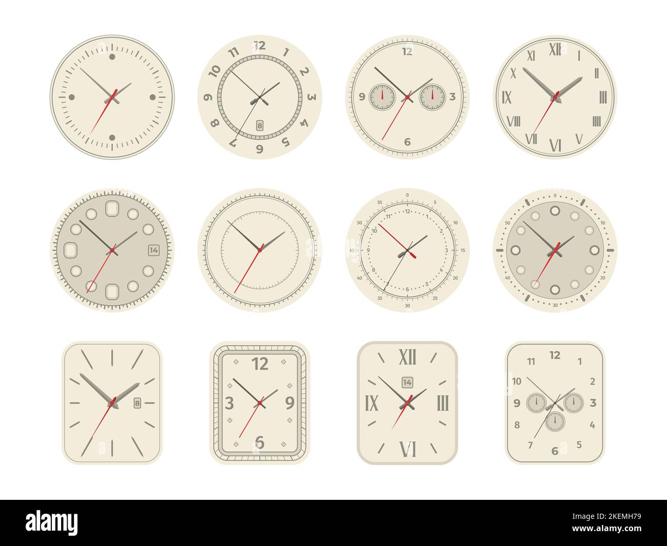 Analog clock dial. Mechanical watch face with arabic roman numerals