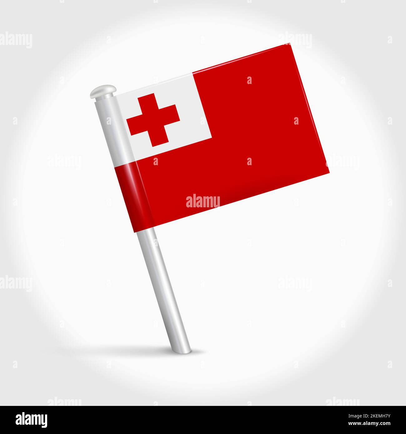 Tonga map pin flag icon. Tongan pennant map marker on a metal needle ...