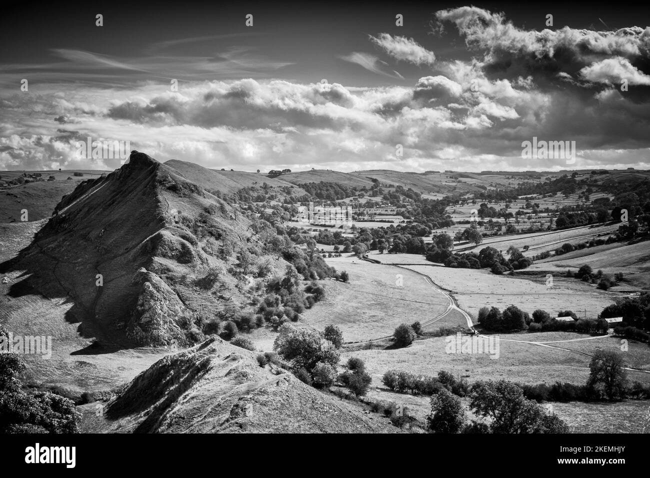 Parkhouse Hill taken from the lower slopes of Chrome Hill in the Peak District. A fabulous and surprisingly tough walk for just a couple of hills. Stock Photo