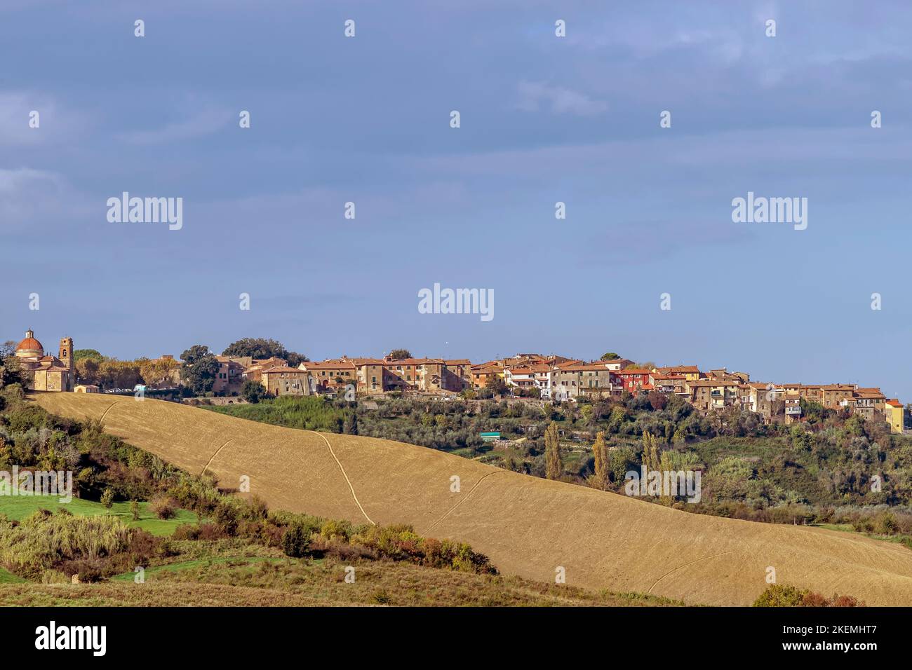 Panoramic view of Casciana Alta and surroundings, Casciana Terme, Pisa, Italy Stock Photo