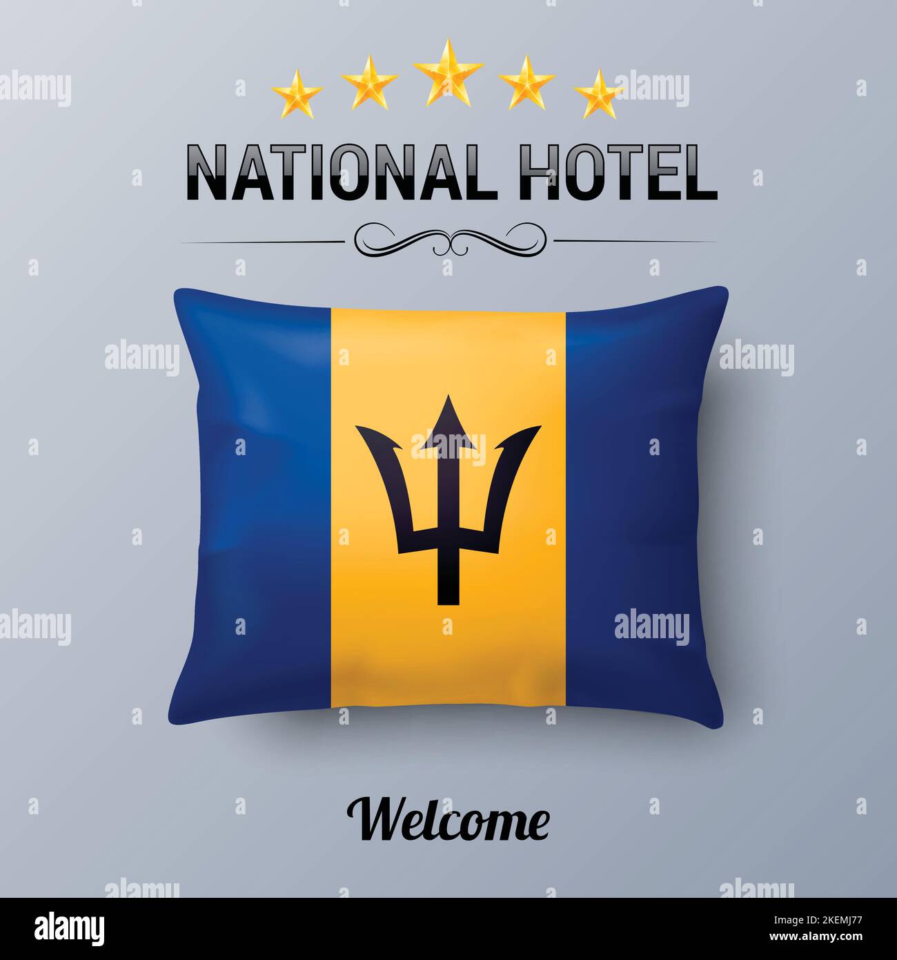 Realistic Pillow And Flag Of Barbados As Symbol National Hotel Flag Realistic Pillow And Flag Of Barbados As Symbol National Hotel Flag