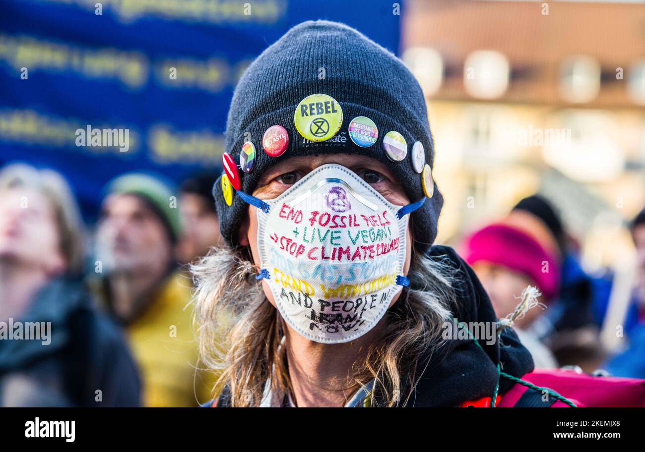 Munich, Bavaria, Germany. 13th Nov, 2022. A climate activist with