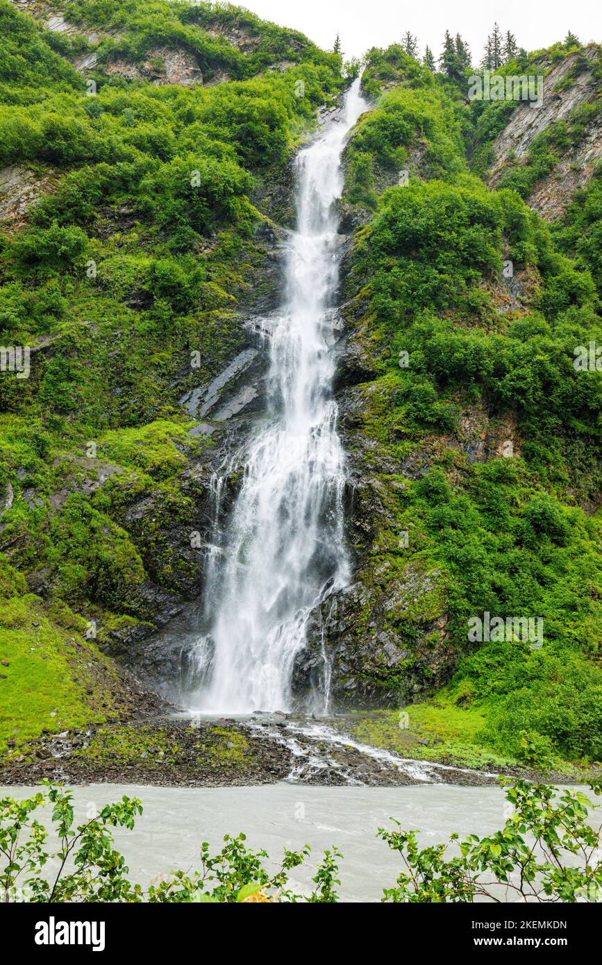 Bridal Veil Falls; Thompson Pass; Richardson Highway; Alaska; USA Stock Photo