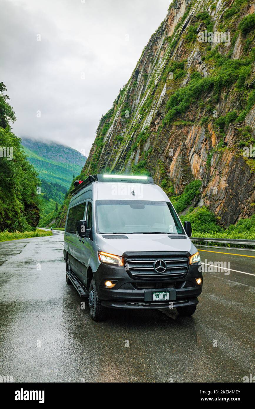 Airstream Interstate 24X 4WD campervan; Thompson Pass; Richardson Highway; Alaska; USA Stock Photo