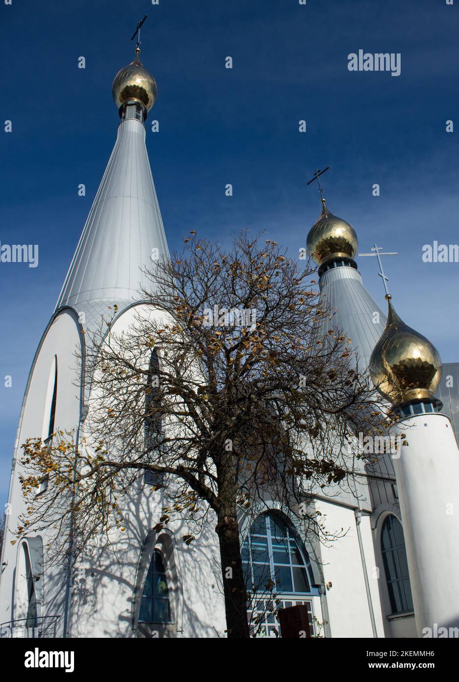 Church Orthodox 14.11.2022 View of Saint George Orthodox Church and golden domes. Stock Photo