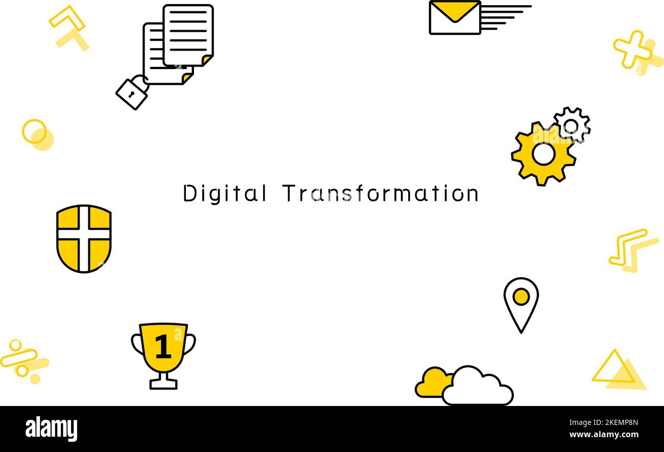 Frame of icons with Digital Transformation image, cloud, location ...