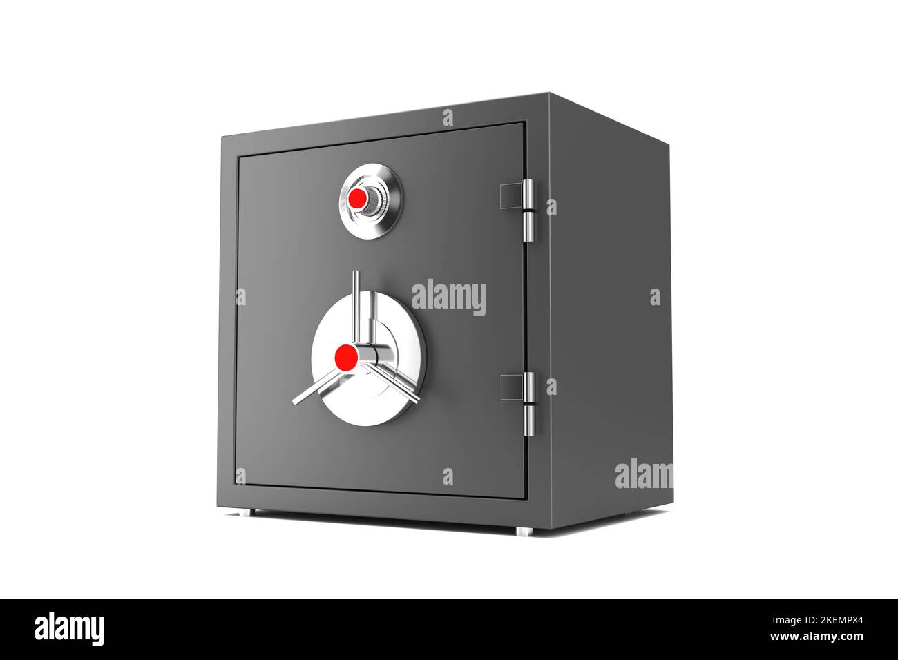 Closed Metal Safe Vault, Secured with Lock Protection, 3D Illustration