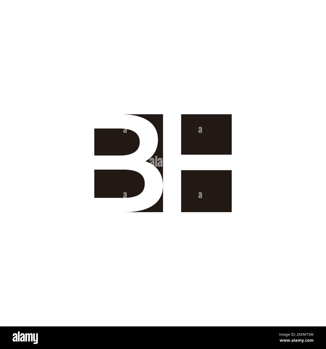 letter bh simple negative space geometric logo vector Stock Vector