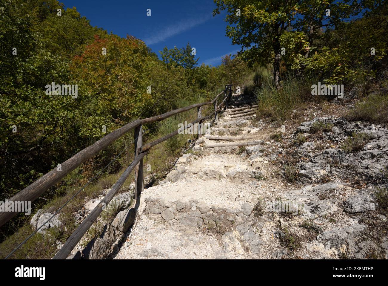 italy, lazio, castel di tora, mountain path Stock Photo