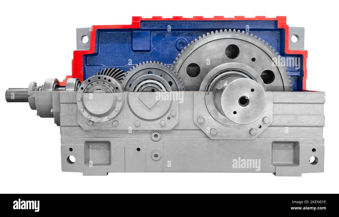 Gears of transmission gearbox on white Stock Photo Alamy