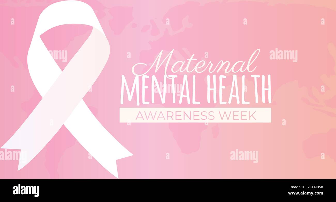 Maternal Mental Health Awareness Week Illustration Design with Ribbon