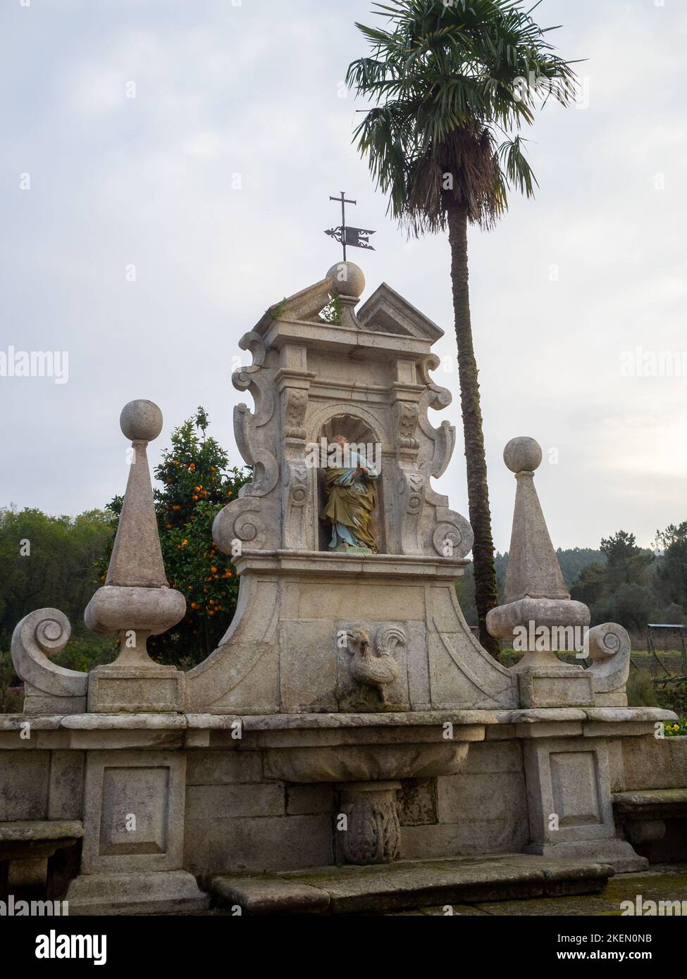 Mosteiro de São Martinho de Tibães park fountain Stock Photo